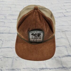 Katin USA Hanvas Corduroy Trucker Hat Mesh Snapback Cap Brown Hula Girl